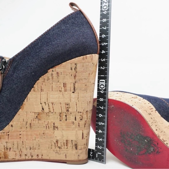 Christian Louboutin Navy Denim Wedges - Picture 5 of 5